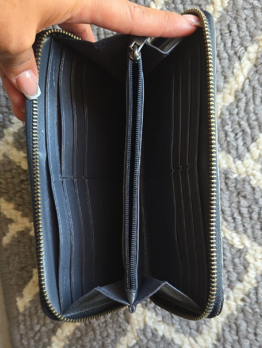 Coach Metallic Bronze Signature Zip Wallet